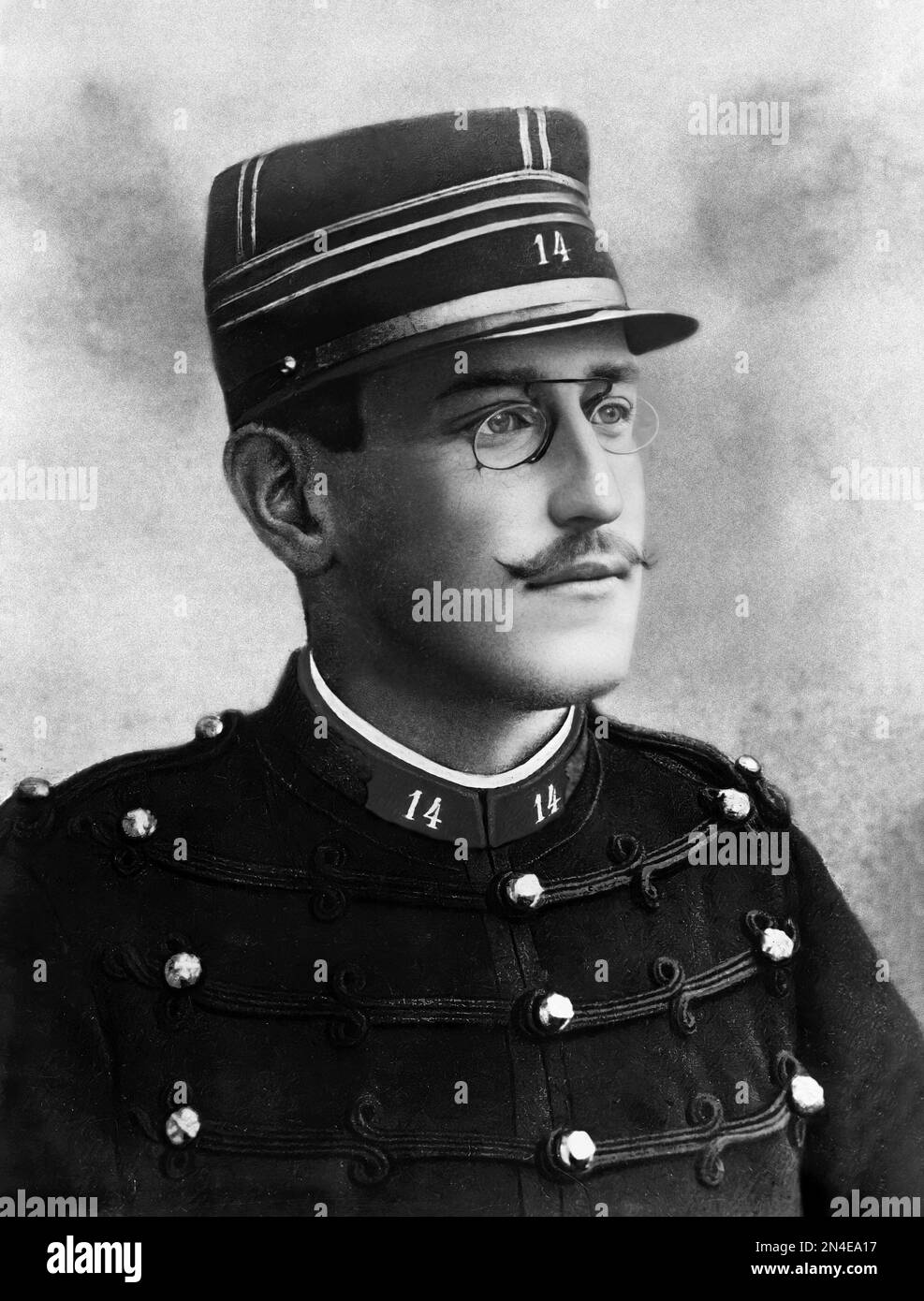 Alfred Dreyfus. Portrait of the French army officer accused of treason, Alfred Dreyfus (1859-1935) by Aron Gerschel, c. 1894 Stock Photo