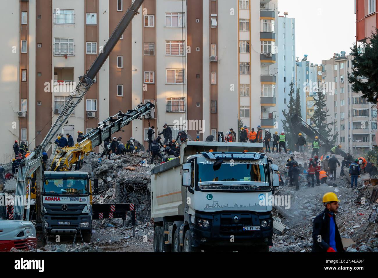 Adana, Adana, Turkey. 8th Feb, 2023. Rescuers continue search and