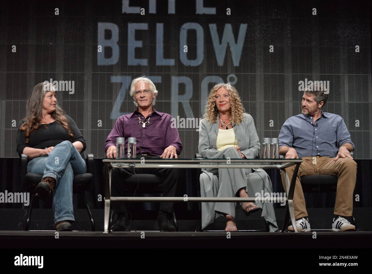 From left, Sue Aikens, Bassich, Kate Rorke and executive producer Travis Shakespeare speak onstage during the "Life Below Zero" portion of the National Geographic 2014 Summer TCA on Tuesday, July 8,