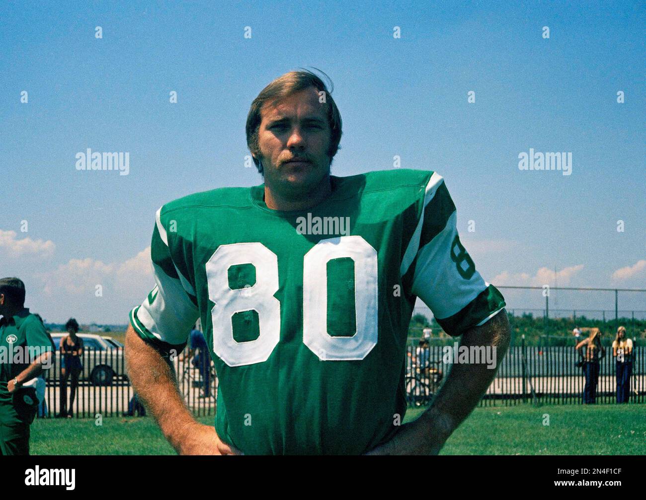 John Elliott, defensive tackle for the New York Jets, is shown in this 1973  photo. Exact date and location are unknown. (AP Photo Stock Photo - Alamy