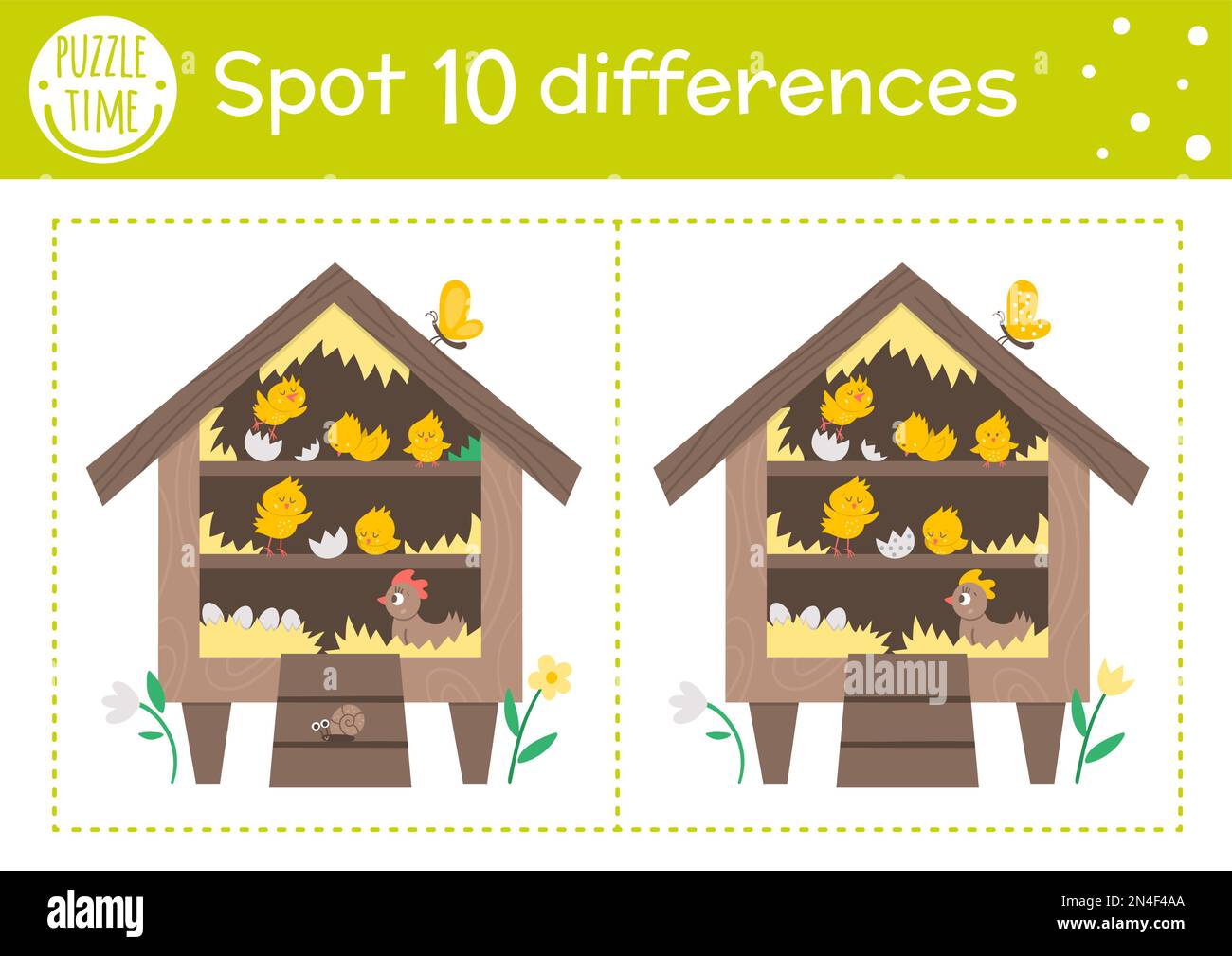 Easter find differences game for children. Holiday educational activity