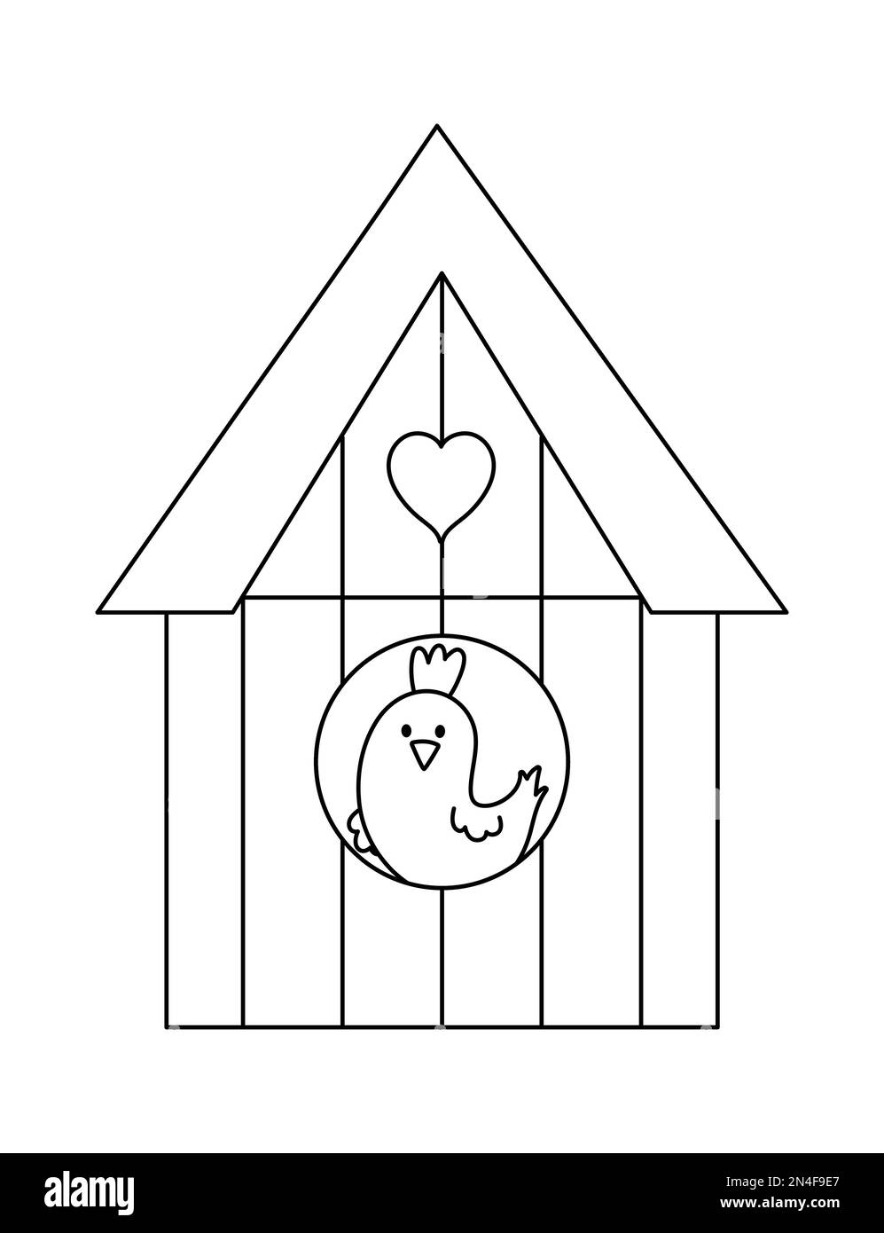 Vector black and white starling-house with bird inside icon isolated on