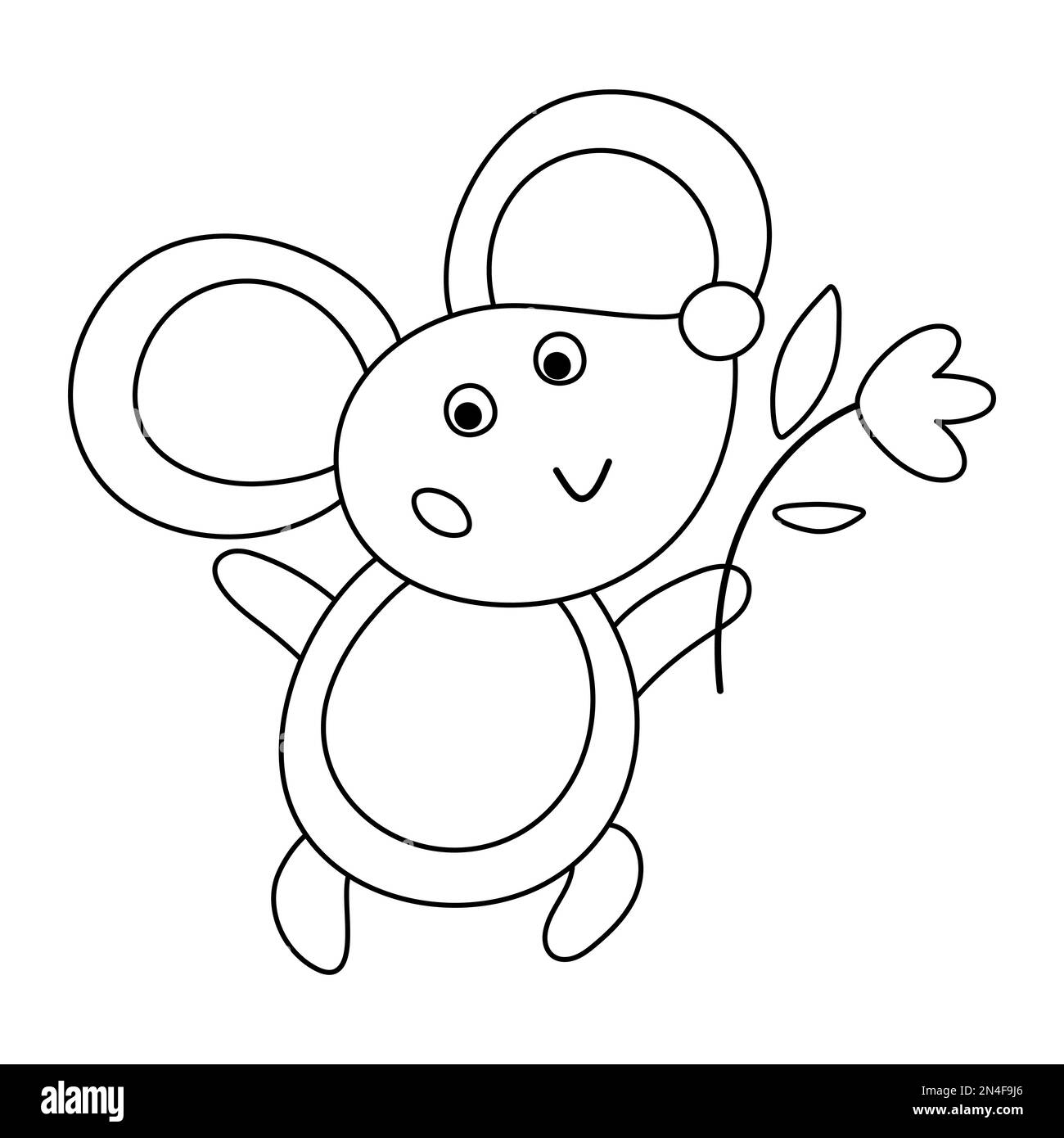 Vector black and white mouse icon isolated on white background. Outline ...