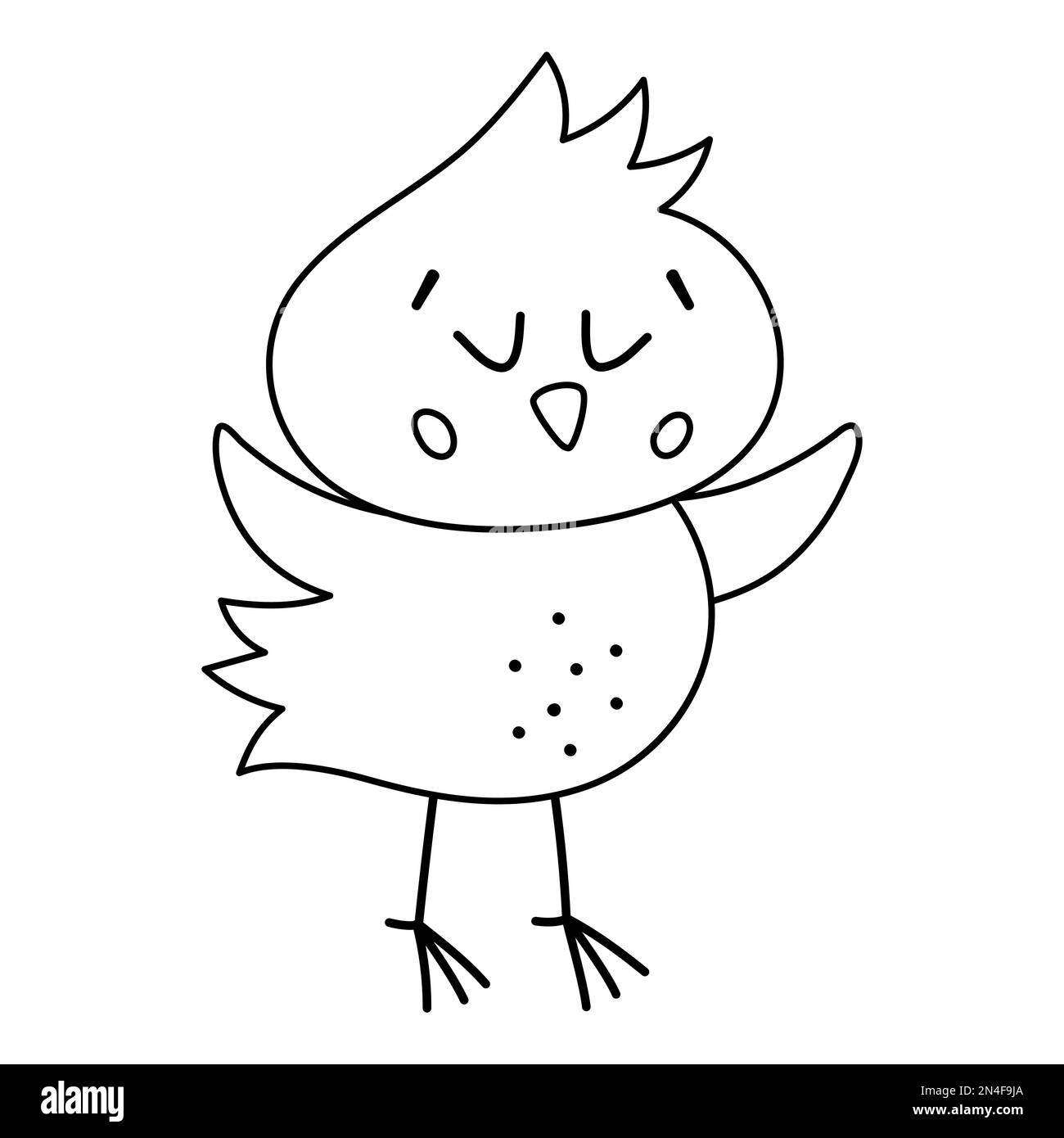 Vector black and white funny chick icon. Outline spring, Easter or farm ...