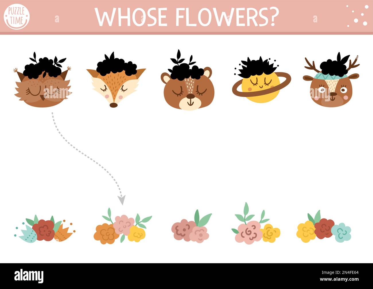 Mothers day shadow matching activity for children with cute animal and