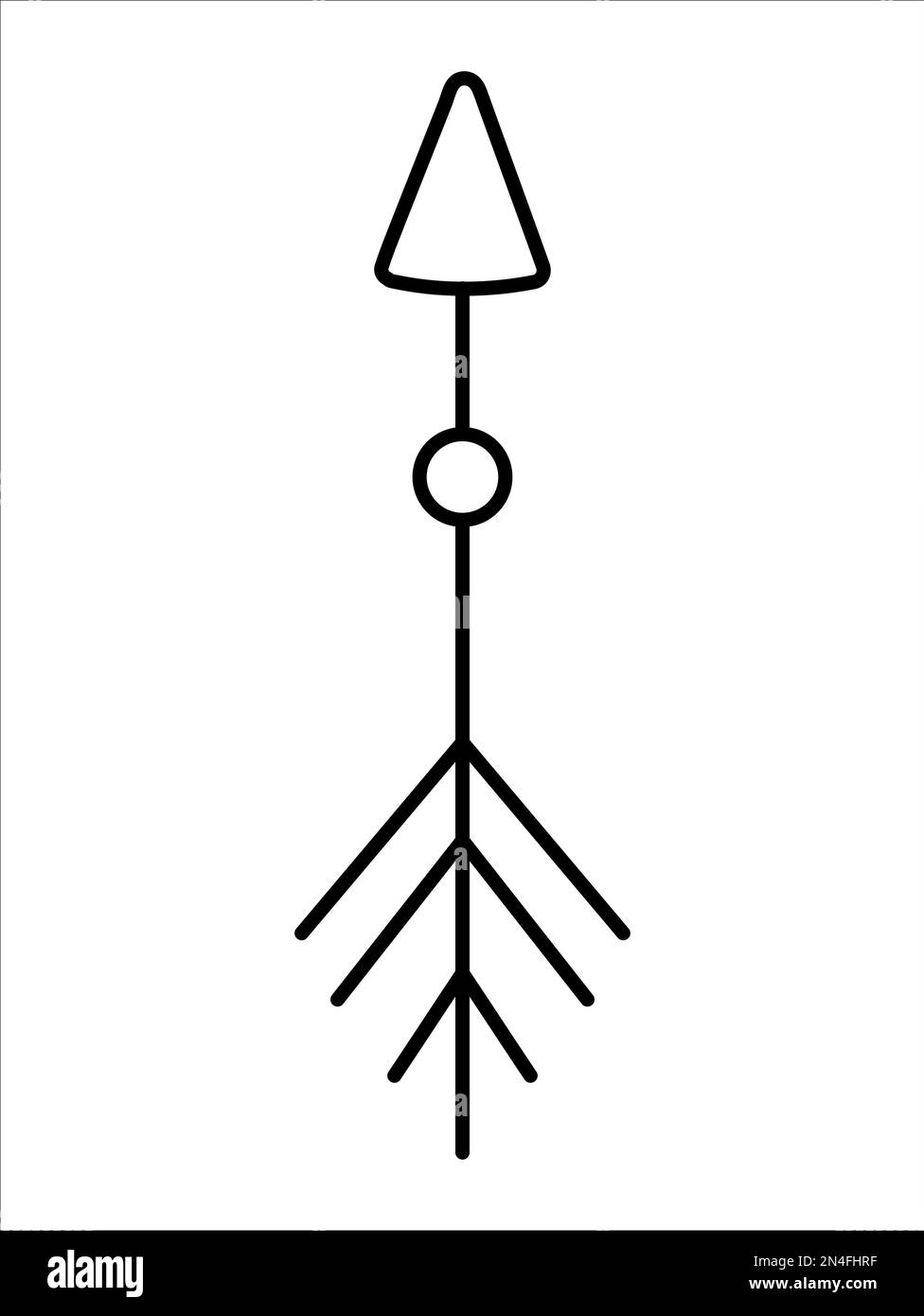 Vector black and white bohemian style arrow. Cute boho folk symbol