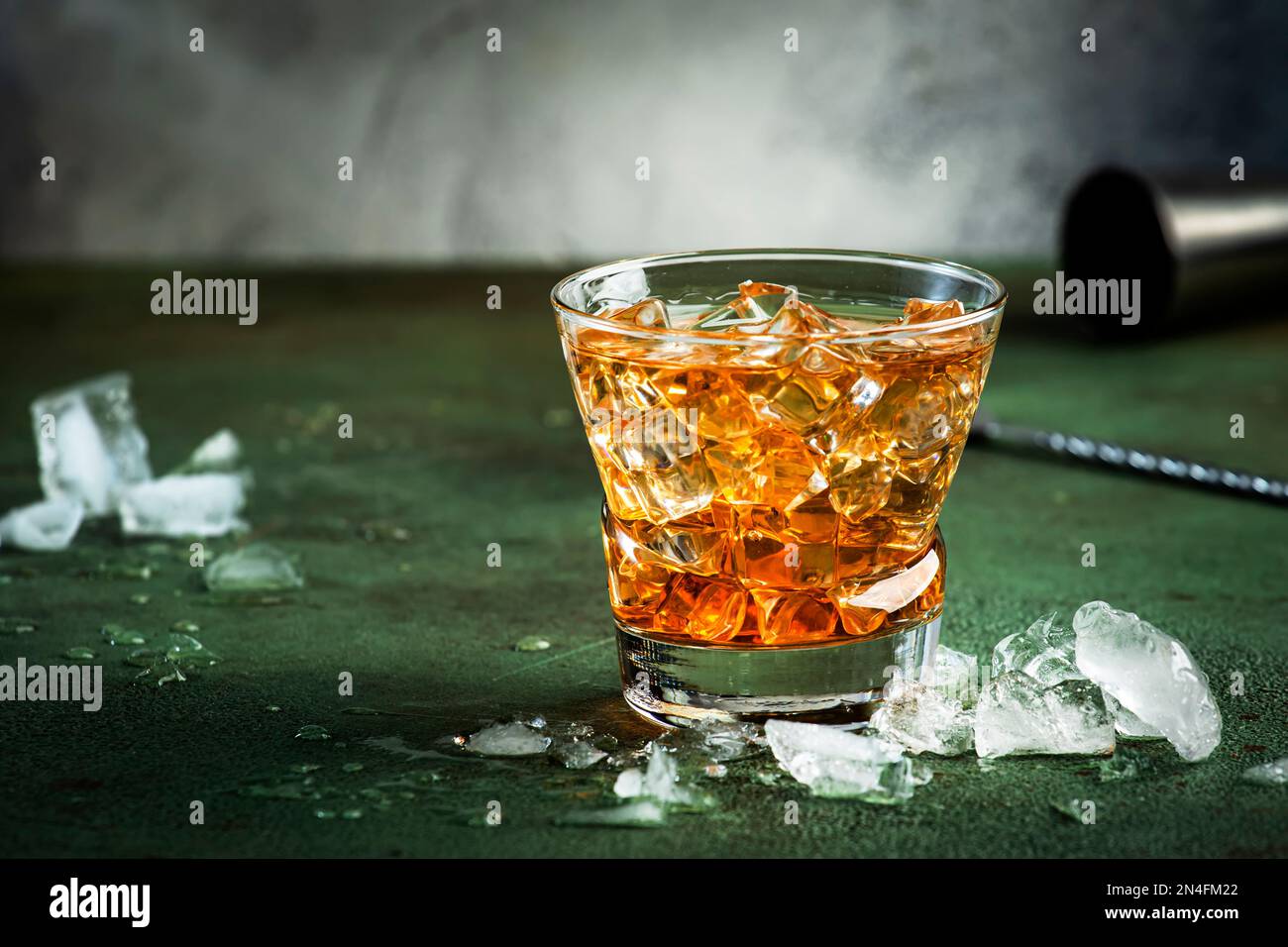 Godfather alcoholic cocktail with scotch whiskey, amaretto liqueur and