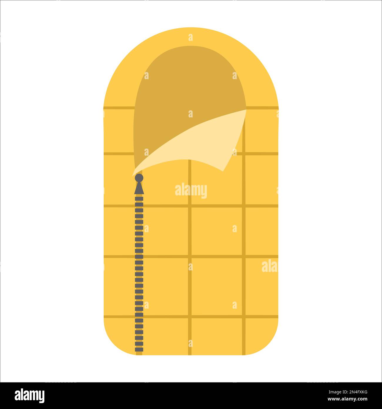 Vector yellow sleeping bag icon. Forest equipment for night sleep ...