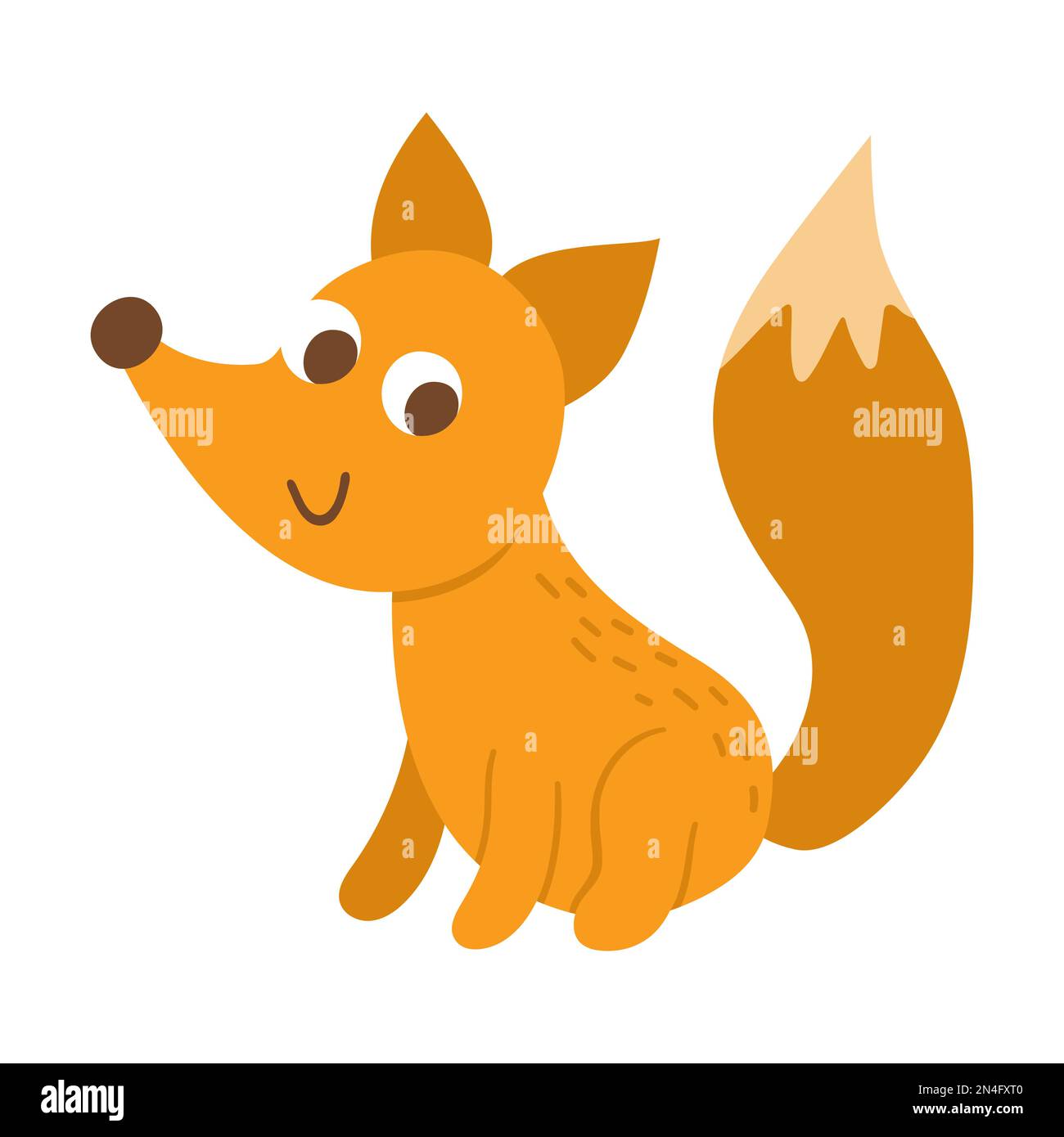 Vector sitting and smiling fox. Funny woodland animal icon. Cute forest ...