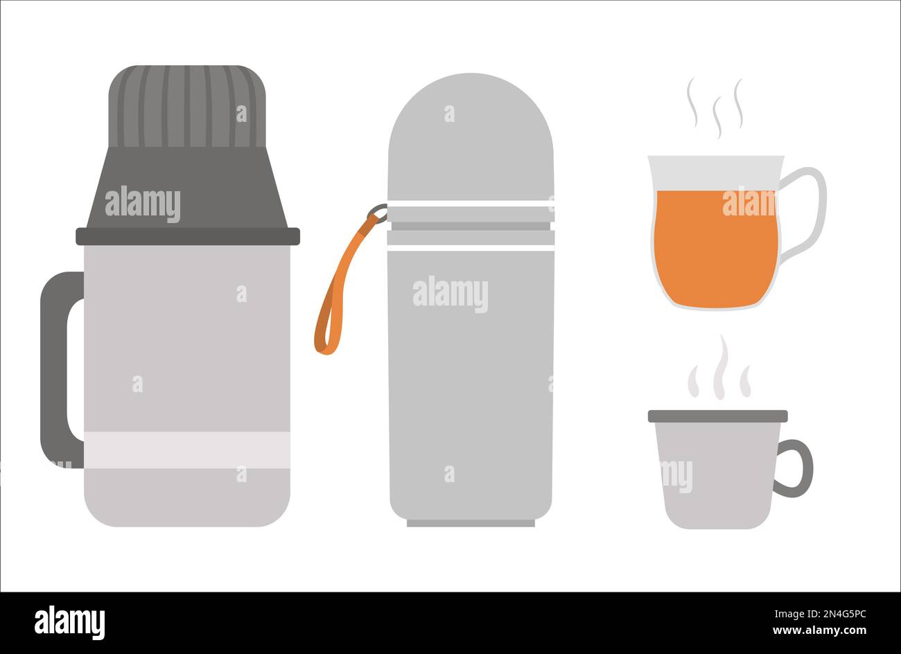 Tea Thermos And Cup Illustration. Hot Drink, Winter Walk, Warming