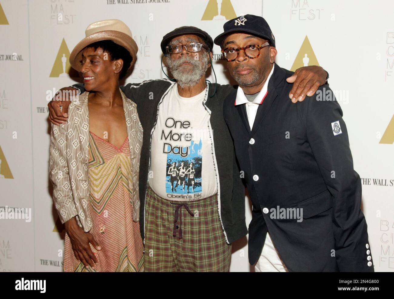 Director Spike Lee, right, with sister, screenwriter Joie Lee, left and  father Bill Lee, center, attends a screening of 