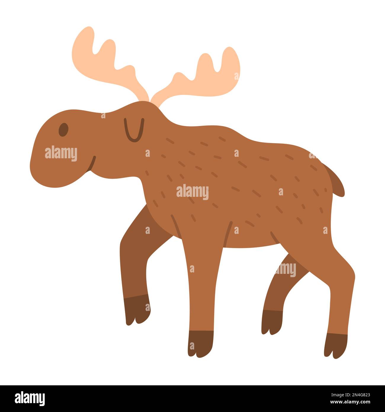 Vector cartoon moose. Funny woodland animal. Cute forest illustration