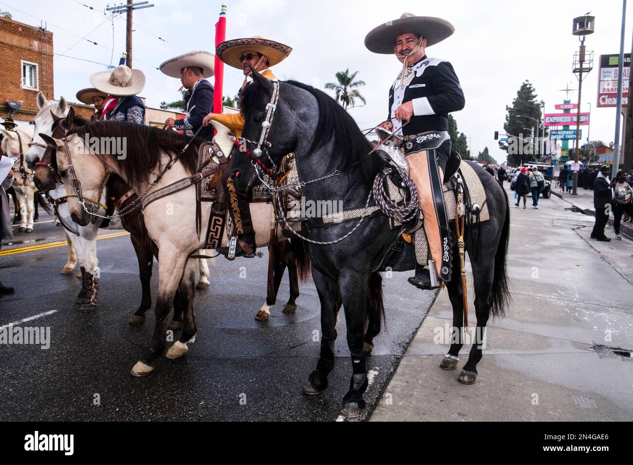 Martin Luther King Day parade. South Los Angeles. Western Ave and