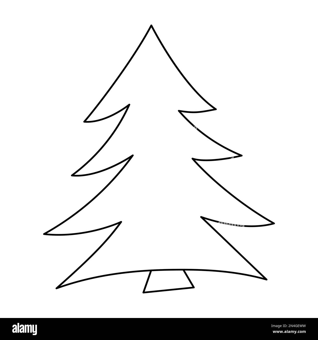 Vector black and white fir tree. Woodland or forest evergreen plant