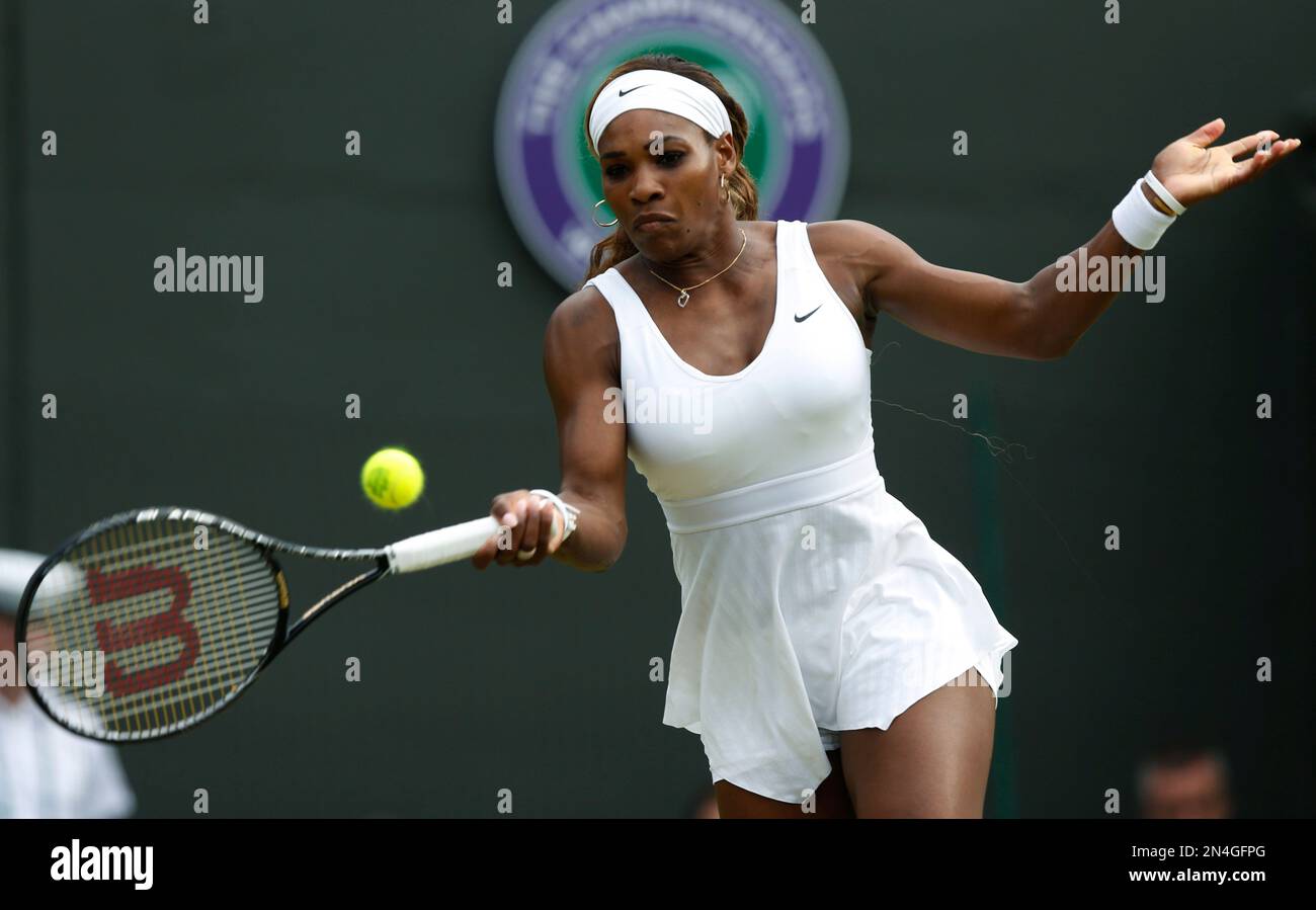Serena Williams of U.S. returns to Alize of France during their
