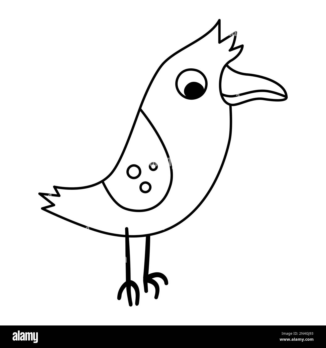 Vector black and white bird. Funny woodland or marine animal. Cute