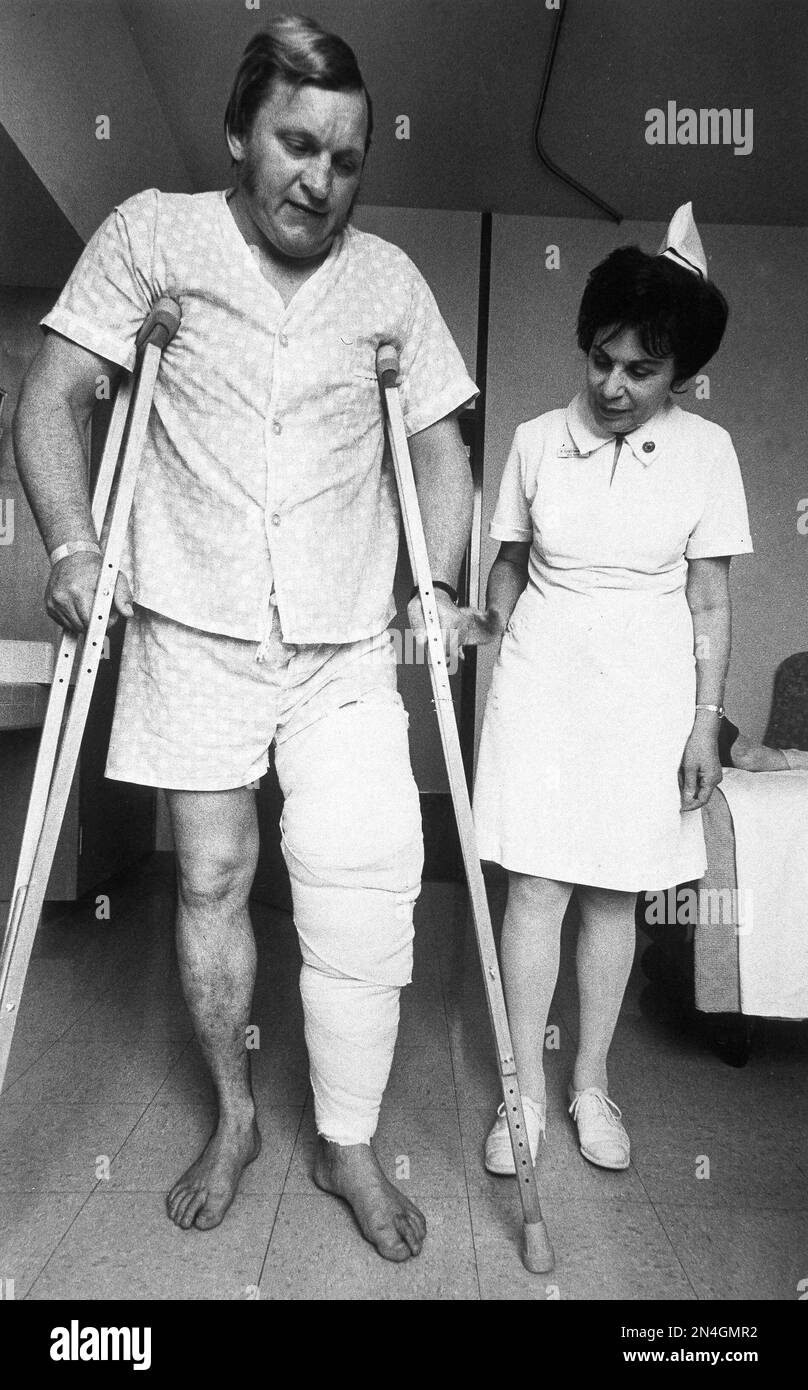 center-jim-otto-of-the-oakland-raiders-tries-out-a-pair-of-crutches