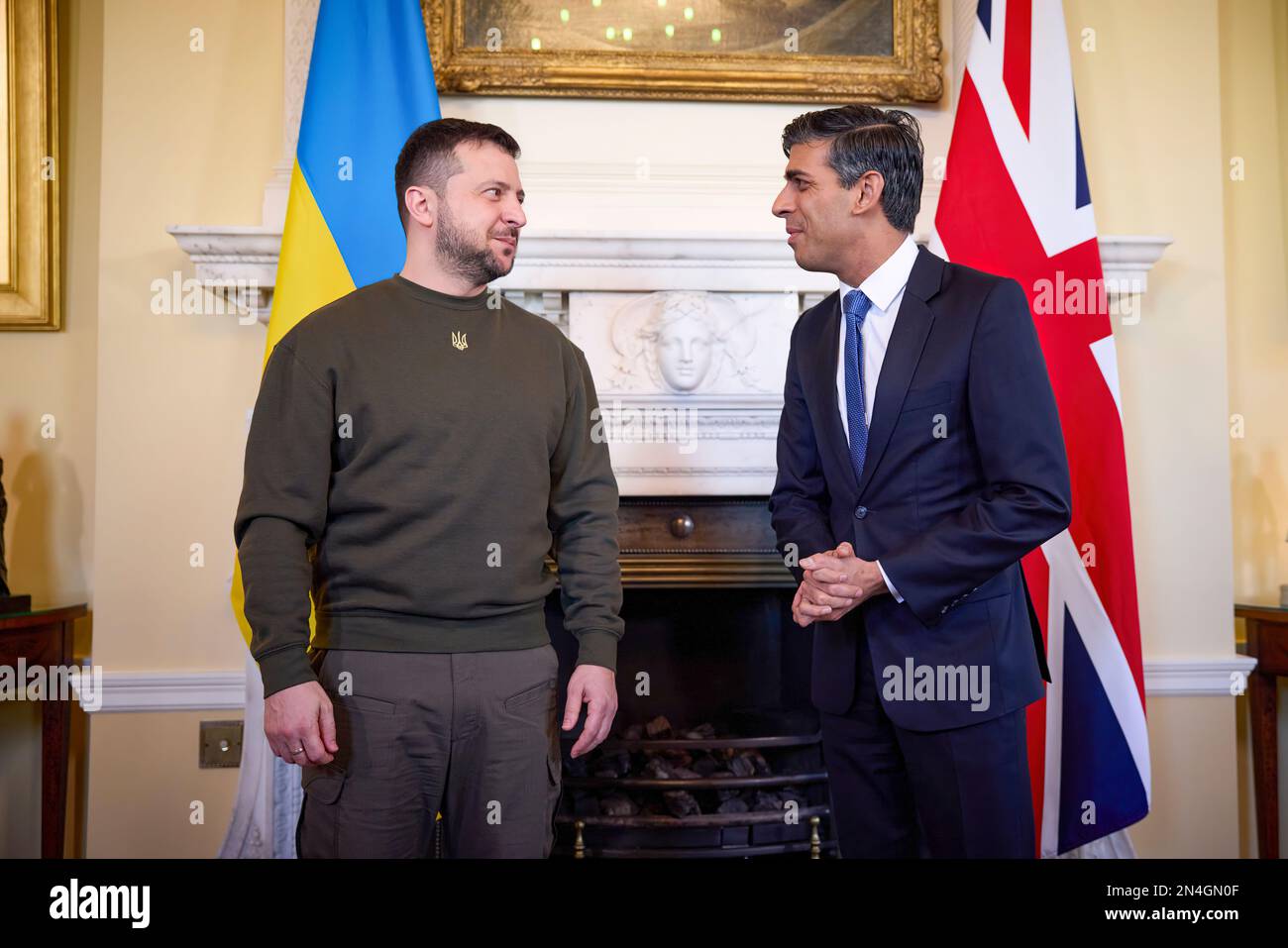 During his visit to the United Kingdom, President of Ukraine Volodymyr Zelensky met with Prime Minister of the United Kingdom Rishi Sunak.   The Head of State expressed gratitude to the British people and personally to Rishi Sunak for providing comprehensive support to Ukraine in countering Russian aggression. He emphasized that the United Kingdom is our reliable partner and friend that has become one of the world leaders in helping the Ukrainian state.  'I thank you for your efforts to strengthen Ukraine's defense capabilities, for the humanitarian and financial assistance. Stock Photo