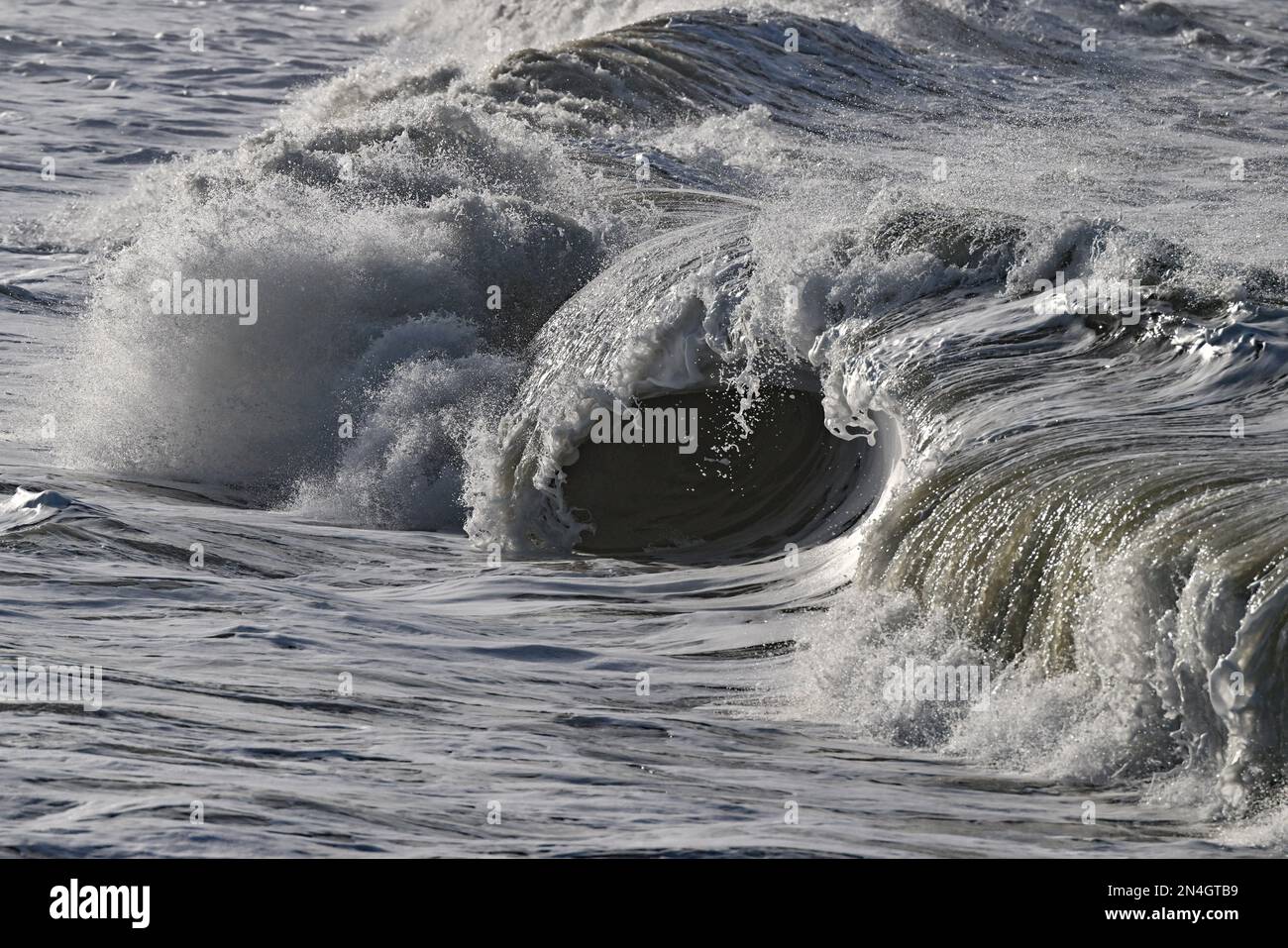 Agger, Denmark. 02nd Feb, 2023. Waves of the North Sea on the west coast at the National Park Thy. The national park stretches from Agger Tange in the south to Hanstholm in the north. Credit: Patrick Pleul/dpa/Alamy Live News Stock Photo