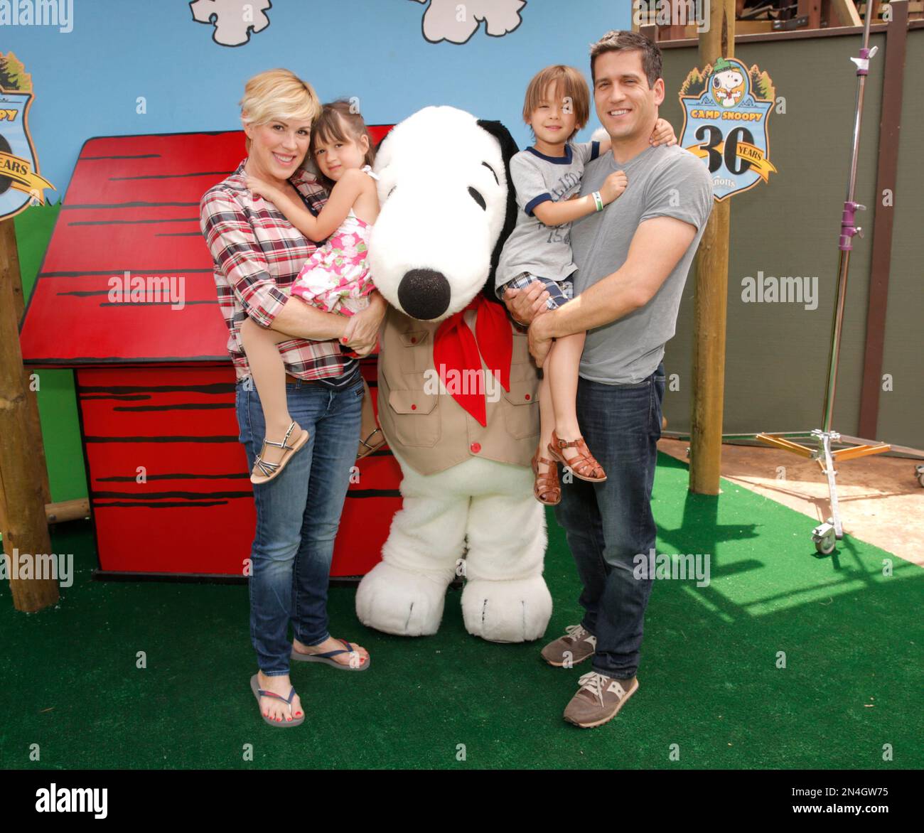 Molly Ringwald, Panio Gianopoulos and family attend the Camp Snoopy's ...