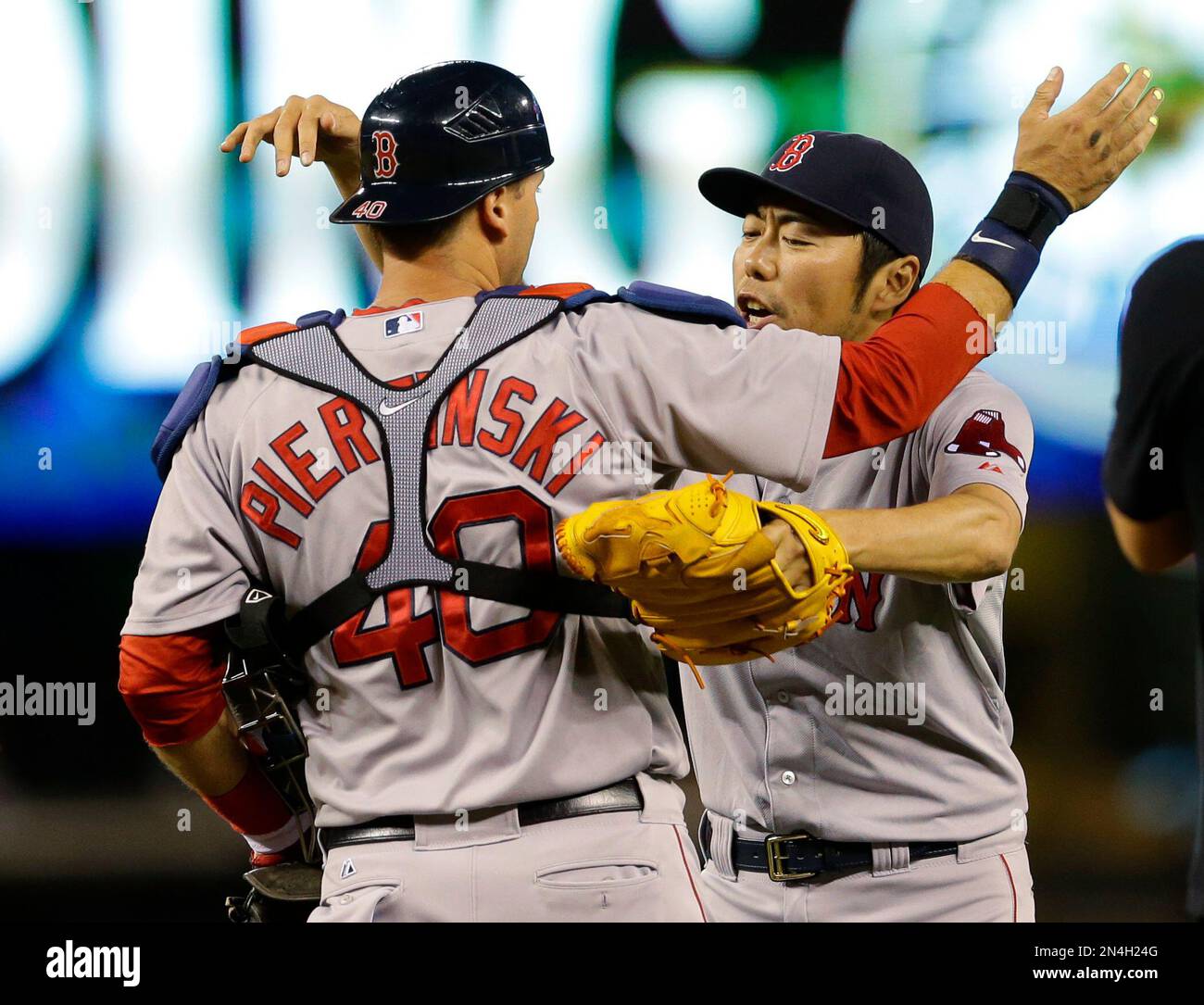 Boston Red Sox closer Koji Uehara reacts after striking out the St. Louis  Cardinals' Matt Carpenter to end Game 6 of the World Series at Fenway Park  in Boston, Massachusetts, on Wednesday