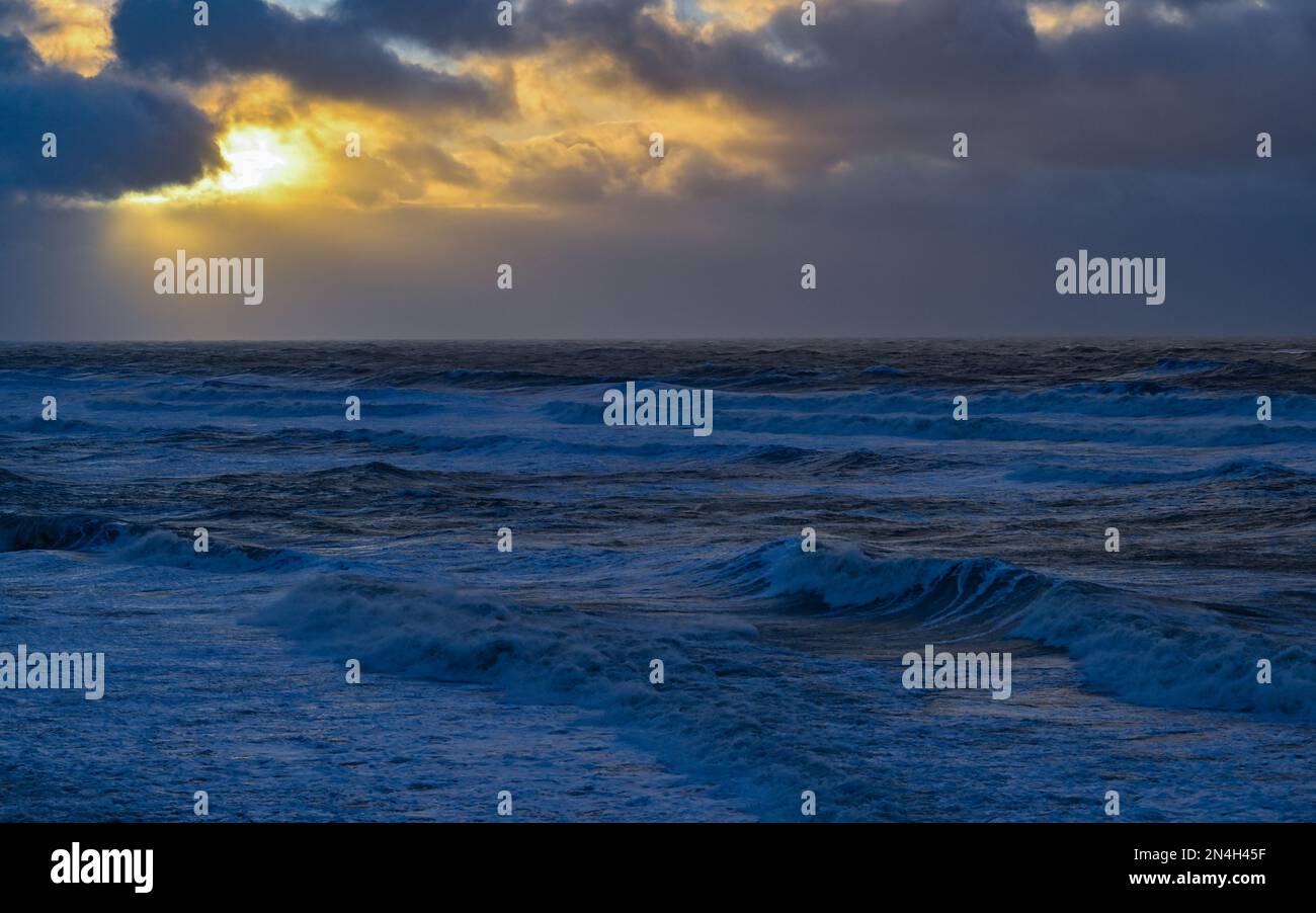 Agger, Denmark. 30th Jan, 2023. The stormy surf of the North Sea on the west coast at the National Park Thy. The national park stretches from Agger Tange in the south to Hanstholm in the north. Credit: Patrick Pleul/dpa/Alamy Live News Stock Photo
