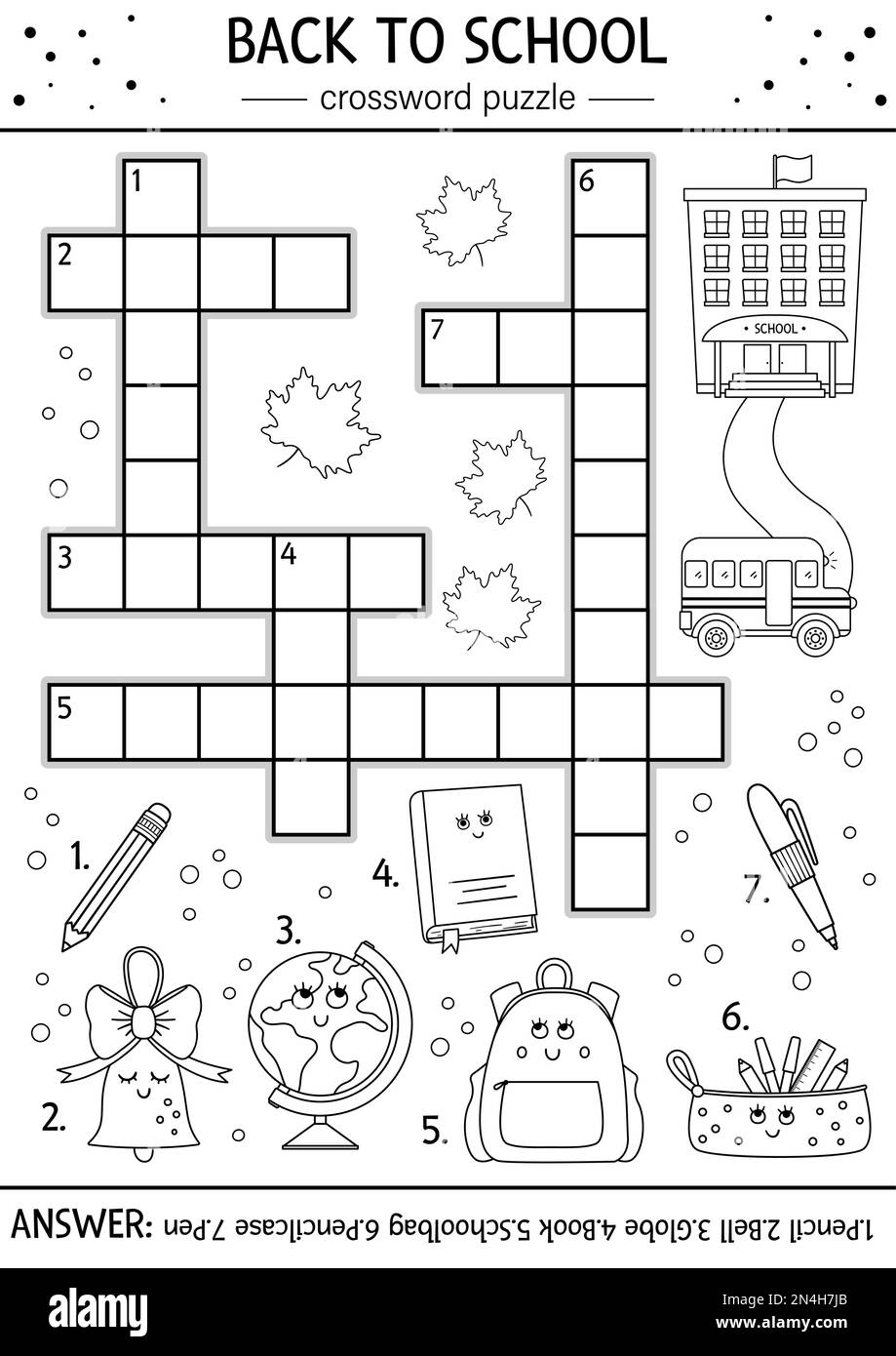 Vector black and white back to school crossword puzzle for kids Simple Vector black and white back to school crossword puzzle for kids Simple