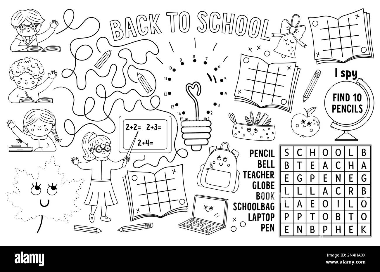 Vector Back To School Placemat For Kids Fall Printable Activity Mat 