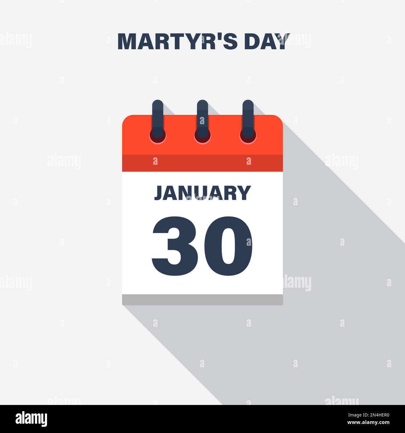 Martyr's Day, January 30, calendar icon. Date. Stock Vector