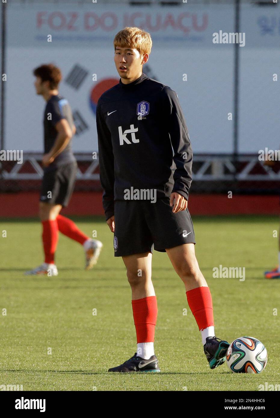 South Korea national soccer team player Son Heung-min attends at a ...