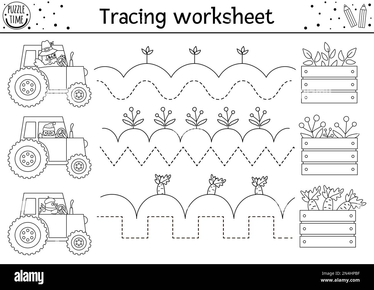 Vector Thanksgiving handwriting practice worksheet. Autumn printable