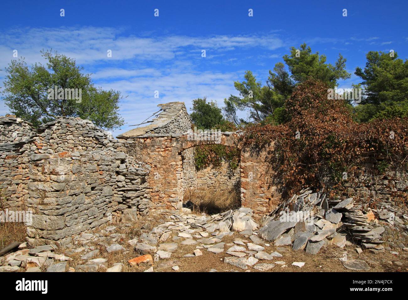Humac, ghost village, abandoned village on Hvar island, Croatia Stock ...