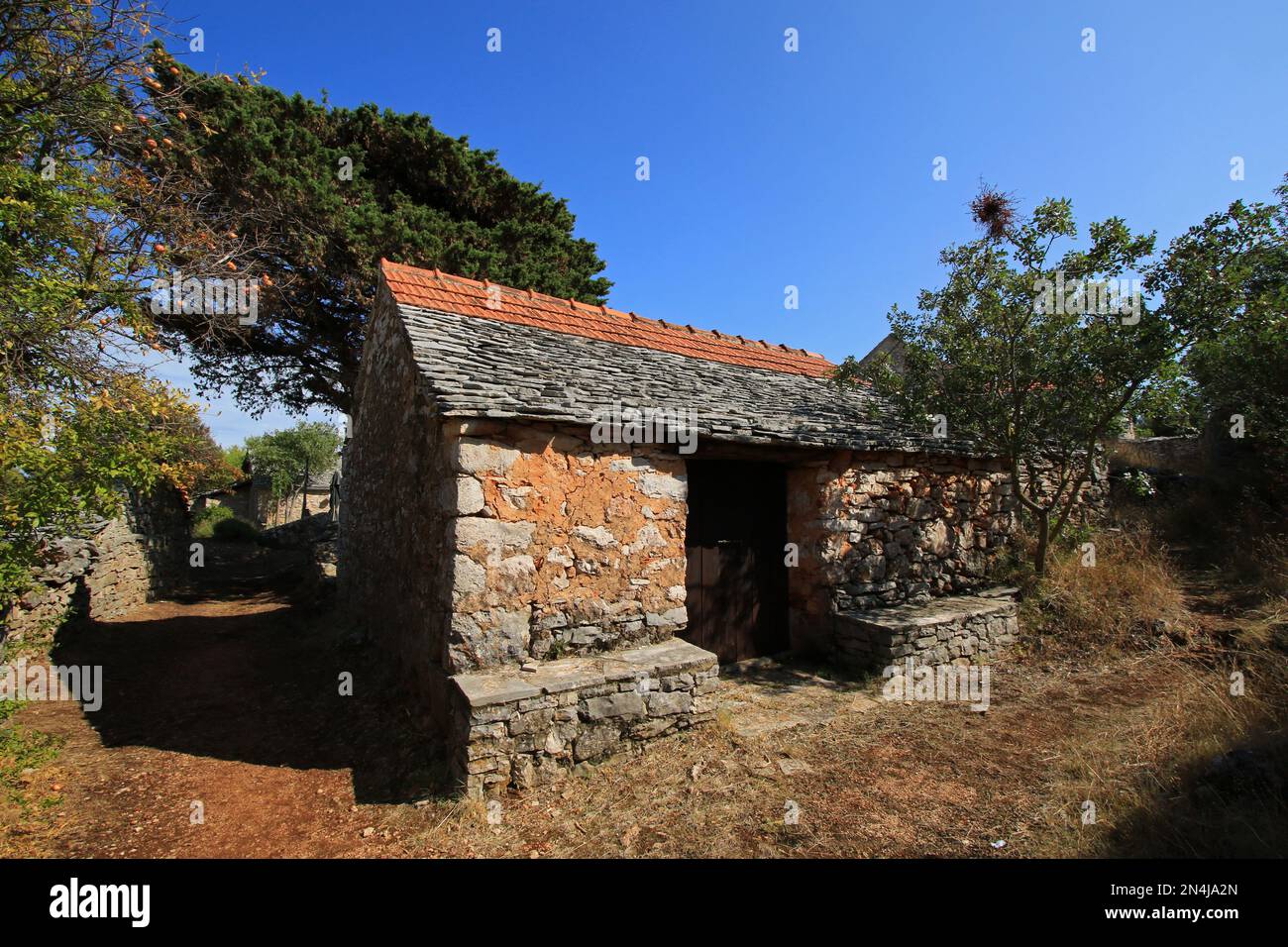 Humac, ghost village, abandoned village on Hvar island, Croatia Stock ...