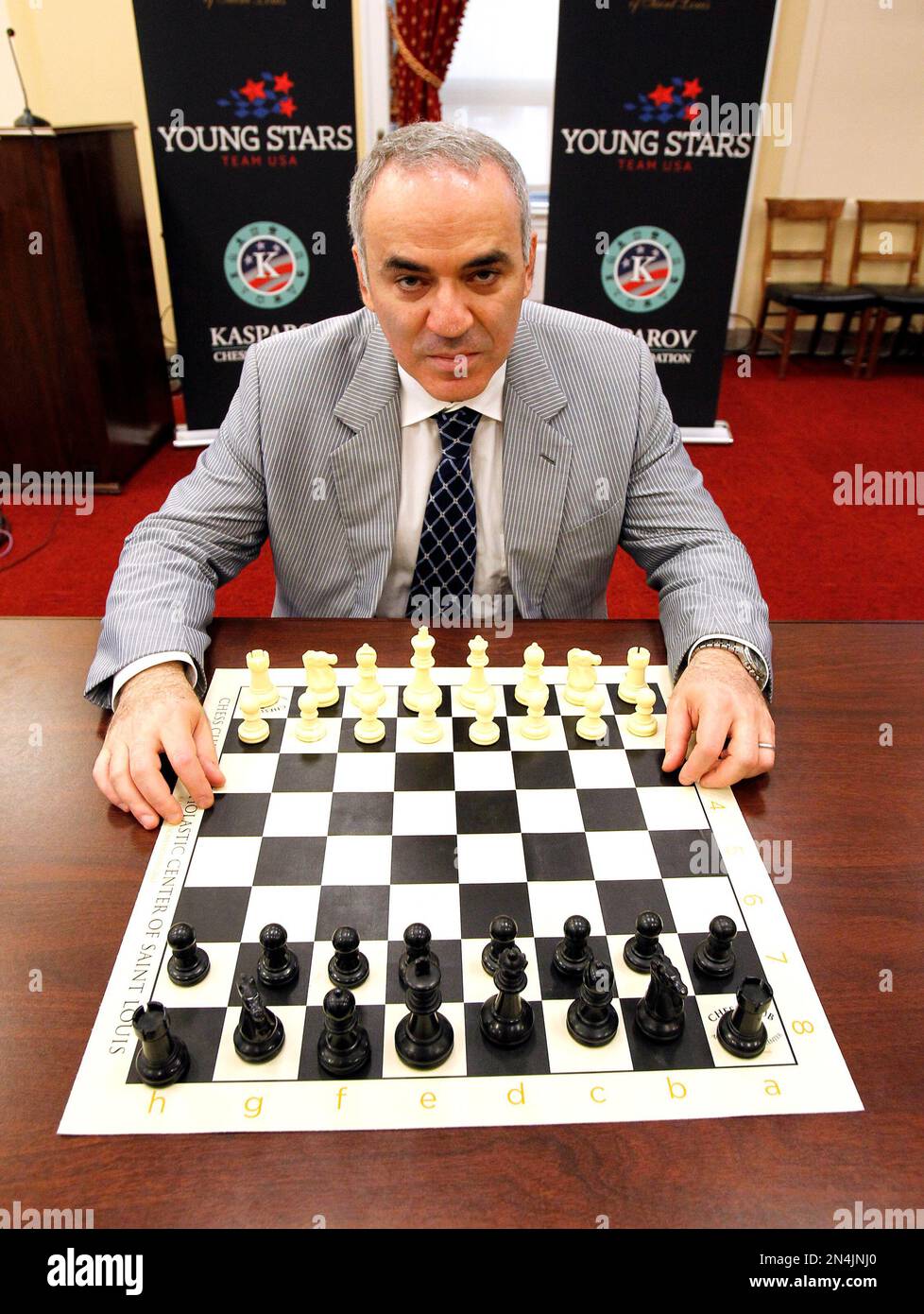 World chess champion Garry Kasparov walks around the playing room as he  waits for IBM's Deep Blue chess playing computer to make its next move  during the third game of their six