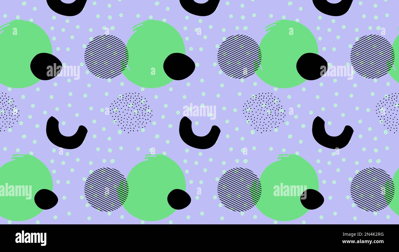 Colorful abstract organic shape seamless pattern illustration in retro ...