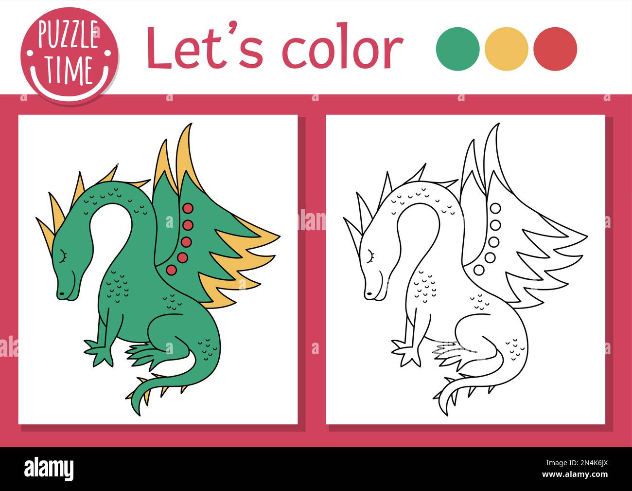 Green Dragon. Drawing Worksheet. Stock Vector - Illustration of draw,  logic: 70128564