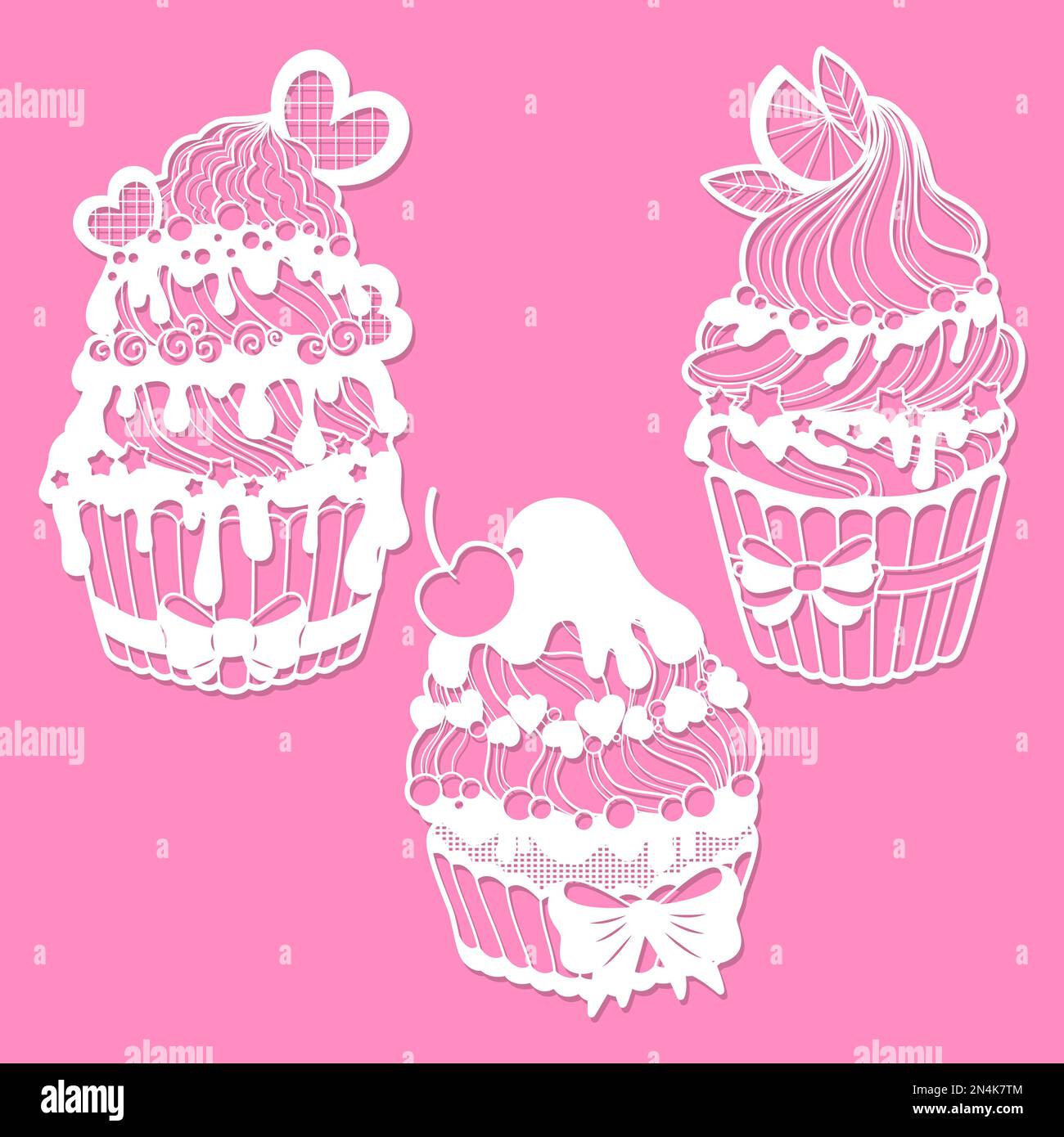 A set of cupcakes Template for laser cutting Vector Stock Vector
