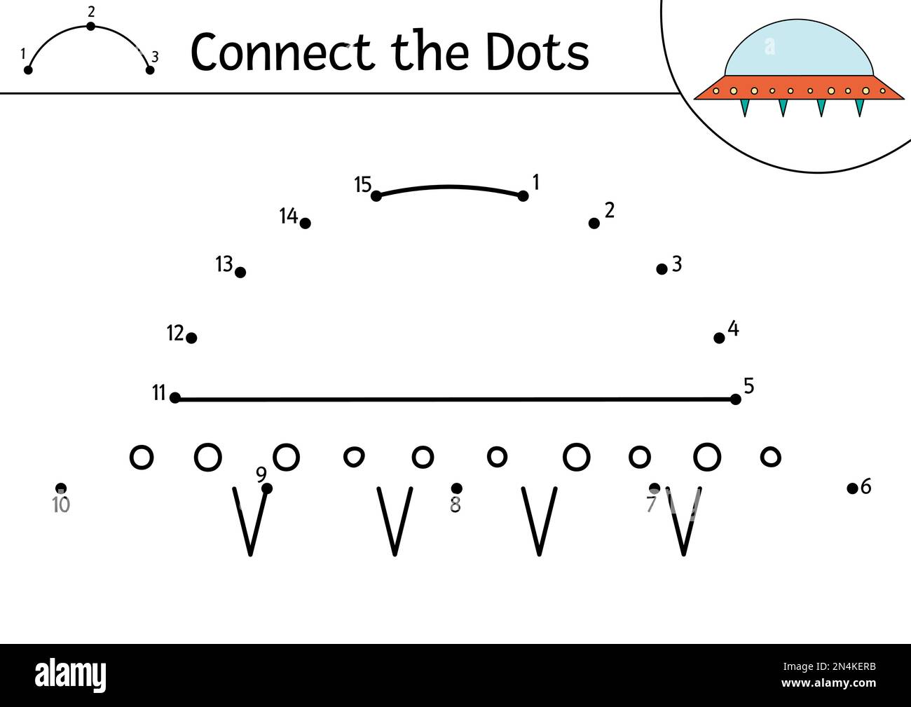 Vector space dot-to-dot and color activity with cute spaceship ...