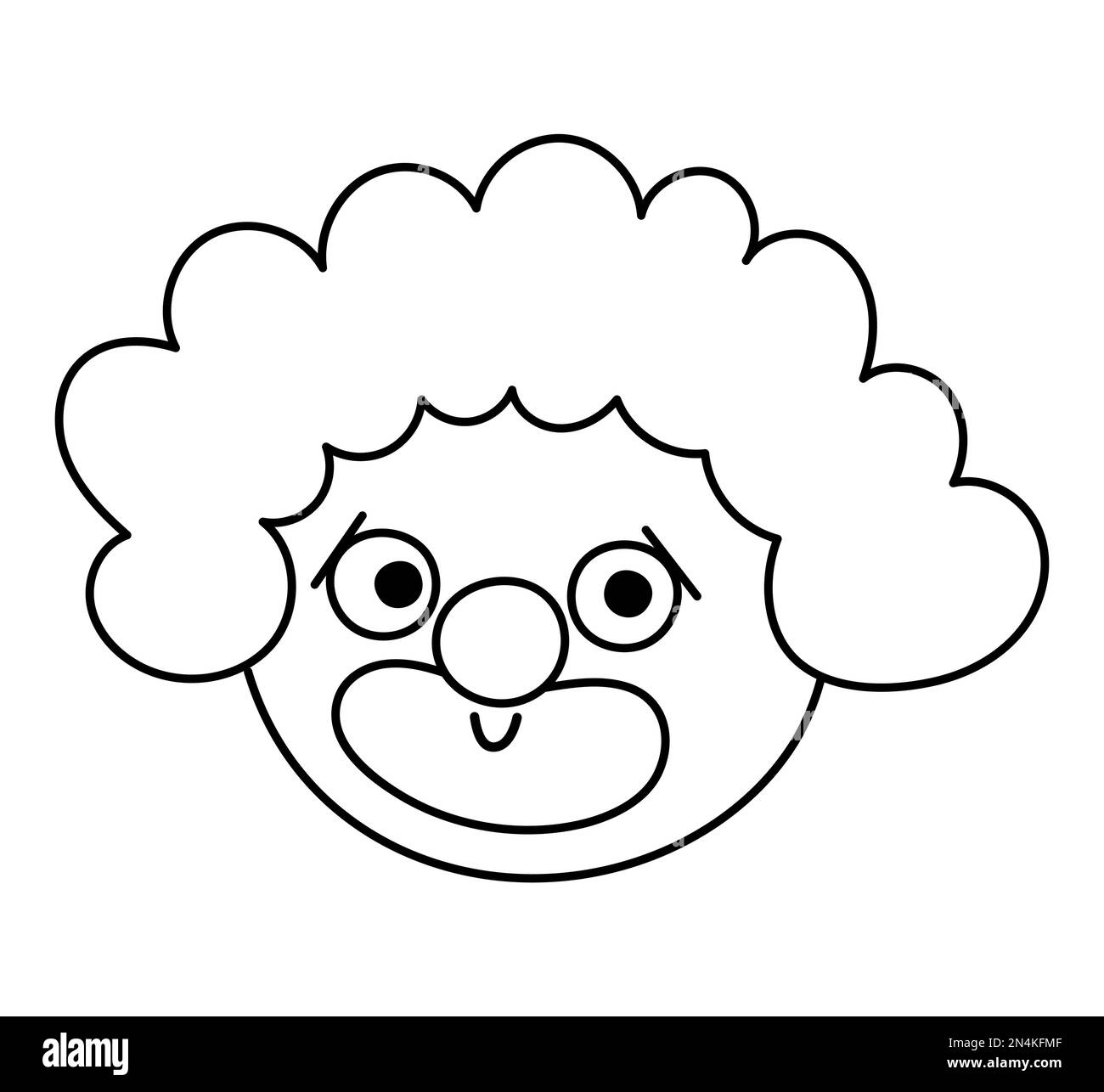 Vector black and white clown face. Circus artist avatar outline clipart.  Amusement holiday line icon. Cute funny festival character clip art. Street  s Stock Vector Image & Art - Alamy