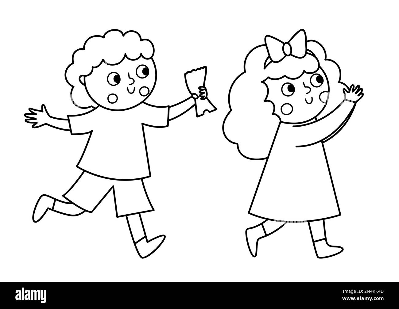 Cartoon kids holding sign Black and White Stock Photos & Images Alamy