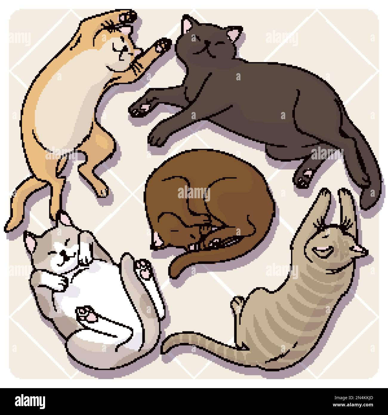 Collection of cute cartoon cats in various poses. Funny vector illustration Stock Vector