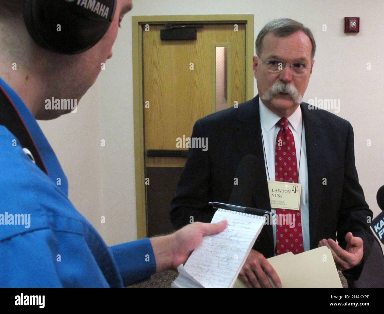 Kansas Supreme Court Chief Justice Lawton Nuss answers questions from