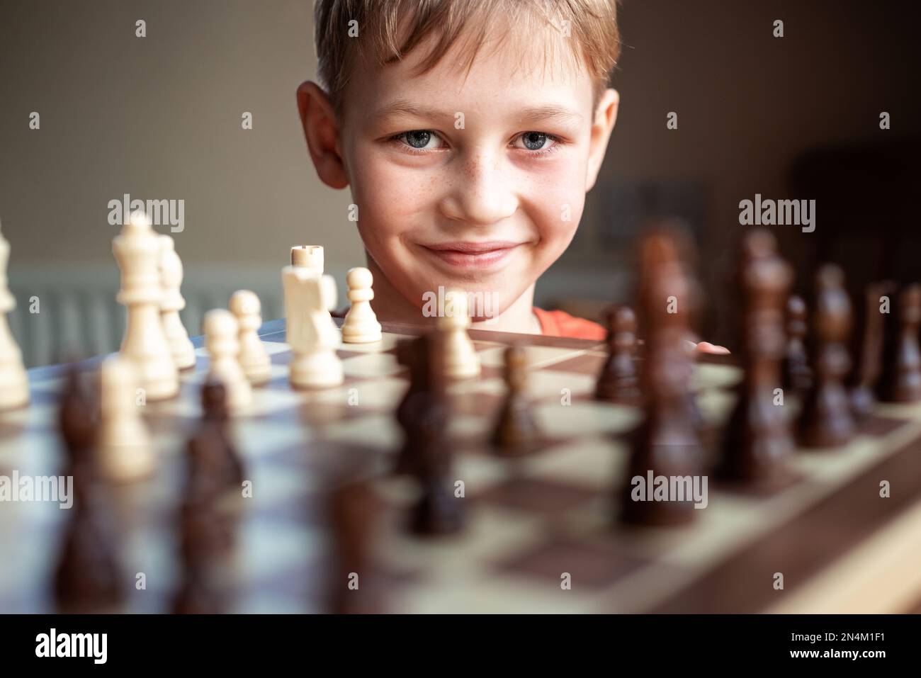 Boy Concentrating on His Next Chess Move Stock Image - Image of  concentration, glass: 295057