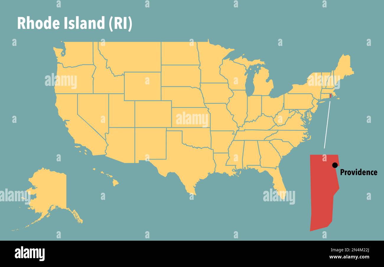 Map Of Rhode Island State And Position In The United States Stock Photo Map Of Rhode Island State And Position In The United States 2N4M22J