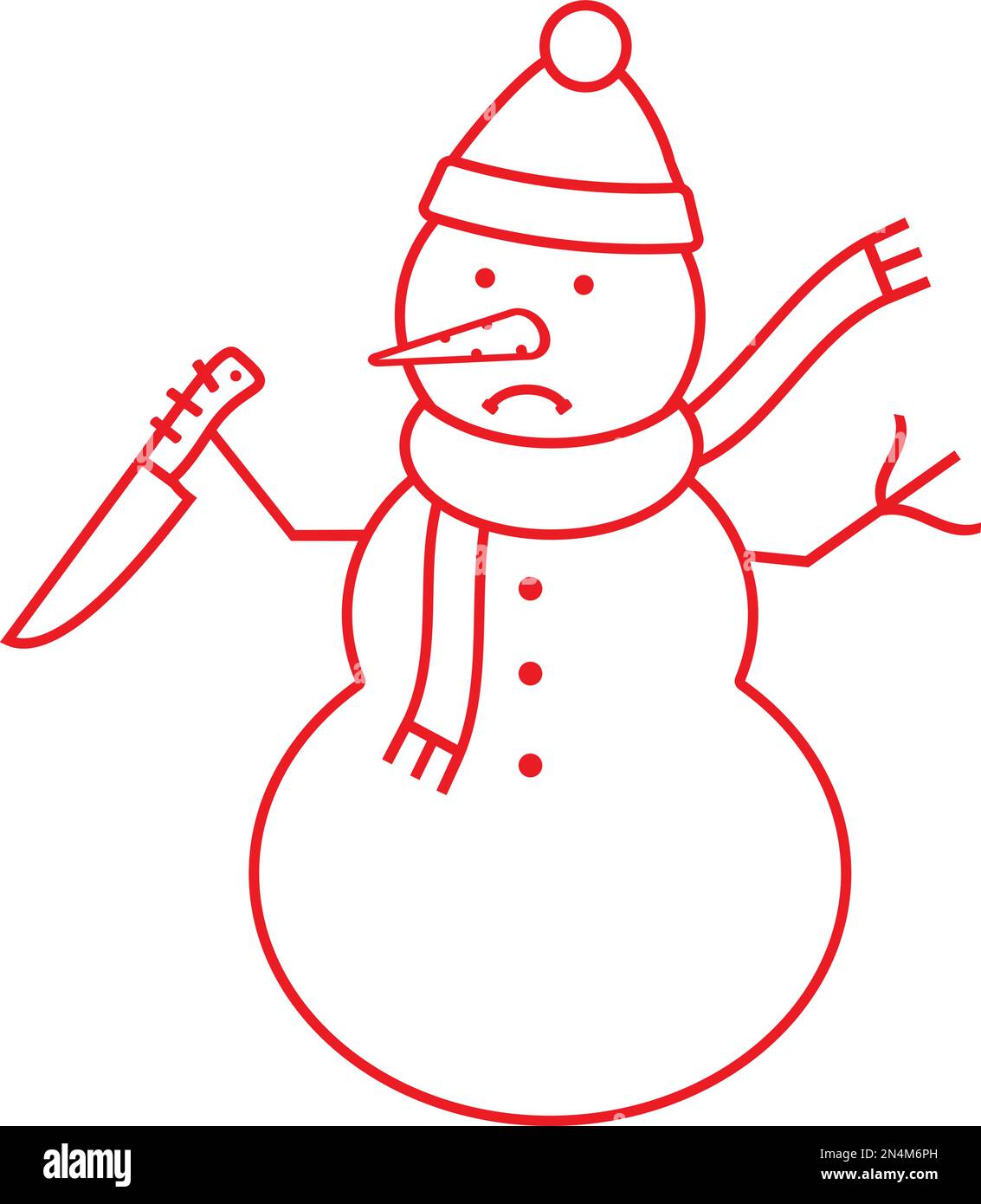 Angry Snowman. Vector Illustration. Stock Vector