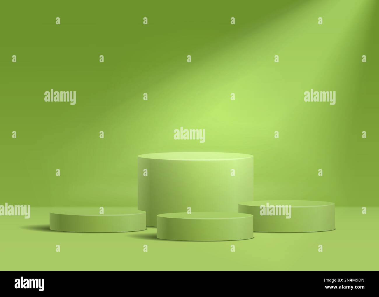 Podiums. Round 3d empty vector podium with green background and ...