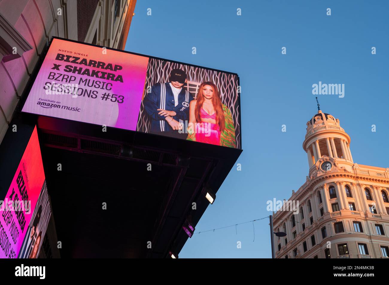 Bizarrap x Shakira BZRP Music Sessions 53 advertised on a screen by