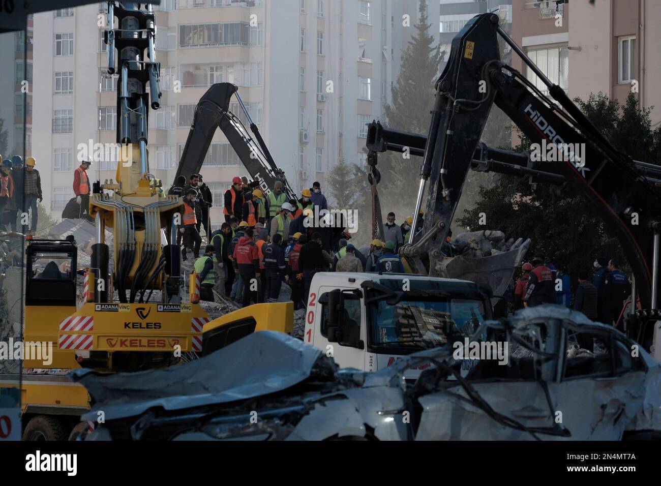 Rescue operations are conducted in Adana, in southcentral Turkey on