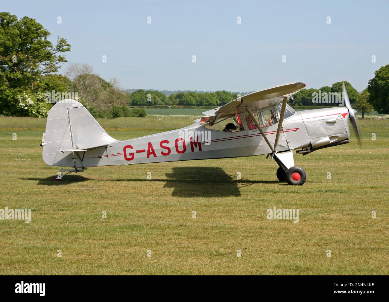 A Beagle A61 Terrier II at Headcorn Airfield Kent UK with a terrier dog on board Stock Photo