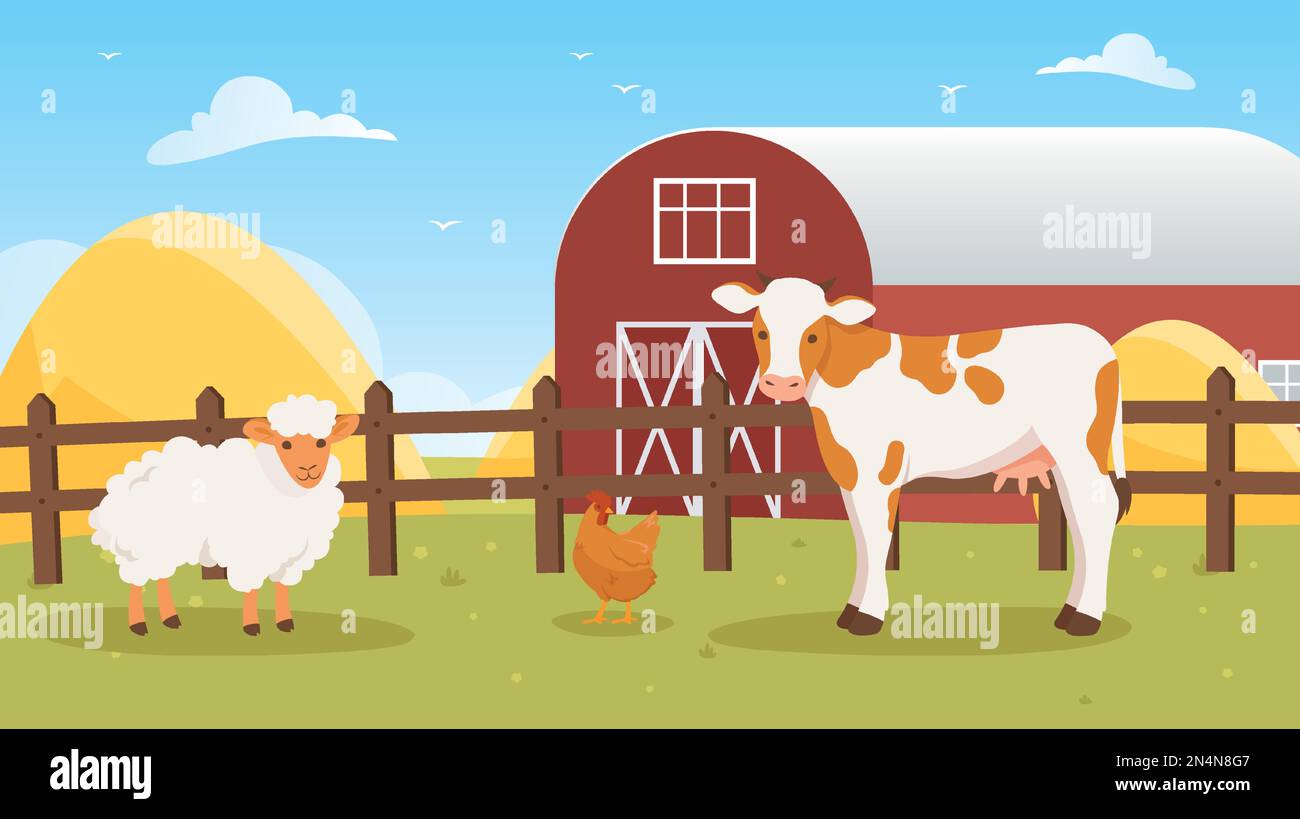 Domestic Animals On Farm Stock Vector Image Art Alamy